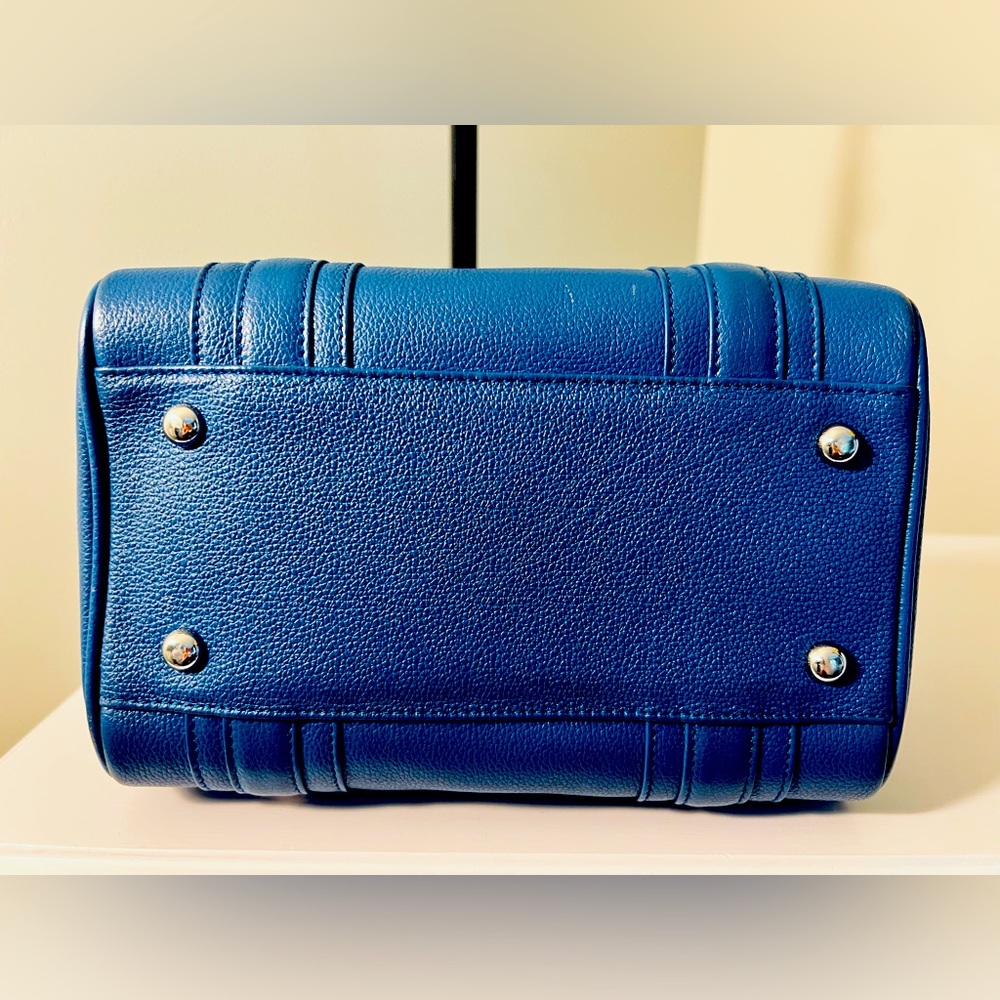 Authentic MCM Mini Boston Bag Blue Leather - Picture 6 of 16